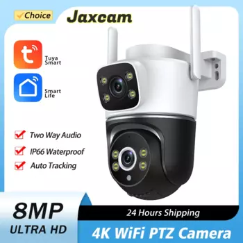 Tuya 4K 8MP двойной объектив PTZ Wi-Fi камера уличная водонепроницаемая беспроводная камера наблюдения Ai обнаружение человека безопасность защита Came