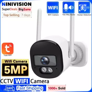 Tuya 5MP Bullet Security Protection IP-камера 2,4G Wi-Fi 2K уличные видеокамеры Smart Life мини-камера видеонаблюдения для дома