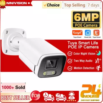 Tuya 5MP CCTV POE IP-камера безопасности для улицы 6MP Smart Life Color ночного видения пуля камера наблюдения 2-сторонняя аудио IP-камера