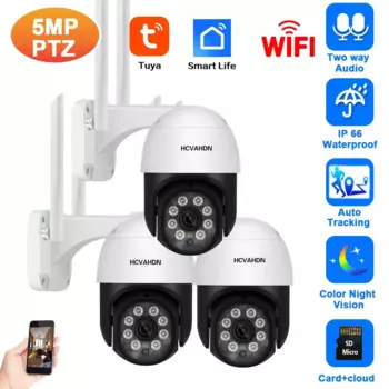 Tuya 5MP Wi-Fi PTZ камера безопасности уличная полноцветная камера ночного видения беспроводная камера видеонаблюдения Smart Life 2-стороннее аудио