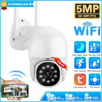 Tuya Smart Life 5MP PTZ Wi-Fi IP-камера Открытый 4-кратный цифровой зум AI Обнаружение человека Беспроводная камера P2P Аудио камера видеонаблюдения