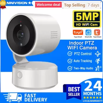 Tuya Smart Life 5MP Wi-Fi PTZ Secuity IPCamera Крытый 2-сторонний аудио Беспроводное видеонаблюдение One Touch Call Камера радионяни