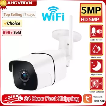 Tuya Smart Life Wi-Fi камера 5MP пуля водонепроницаемая уличная проводная беспроводная IP-камера ночного видения аудиозапись оповещение по электронной почте