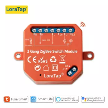 Tuya Smart Life ZigBee двухклавишный релейный модуль LoraTap