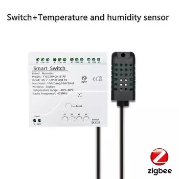 Tuya Smart TH10 Zigbee 4-канальный переключатель с датчиком температуры и влажности mumubiz