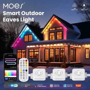 Tuya Wi-Fi Smart Eaves String Светодиодные фонари Открытый IP67 Водонепроницаемый 1600 миллионов RGB Цветной RF Пульт дистанционного управления Alexa Google Home