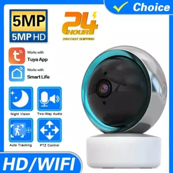 Tuya WIFI PTZ 5MP Радионяня Автоматическая дорожка Крытый Plug And Play Портативный Smart Life Home Мини Двусторонняя аудиозащита безопасности