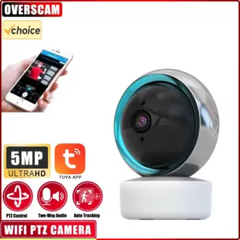 Tuya WIFI PTZ 5MP Радионяня Автоматическая дорожка Крытый Plug And Play Портативный Smart Life Home Мини Двусторонняя аудиозащита безопасности