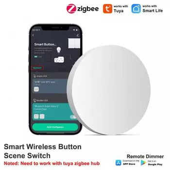 Tuya ZigBee Беспроводной Переключатель Сцен Контроллер С Батарейным Питанием Смарт-устройство Для Интеллектуальной Домашней А...