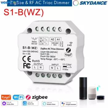 Tuya Zigbee диммер 220 В 230 В 110 В Wi-Fi RF 2,4G беспроводной пульт дистанционного управления AC триак диммер кнопочный переключатель для светодиодной лампы 220 В S1-B