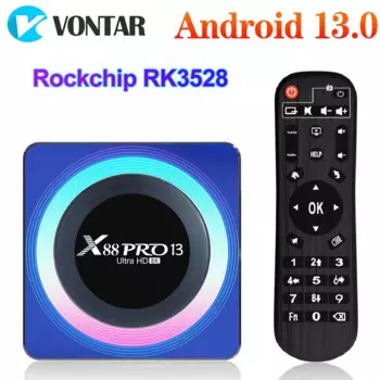 ТВ-приставка X88 Pro 13 дюймов Android RK3528 четырехъядерный 64-битный Cortex-A53 поддержка декодирования видео 8K Wifi6 BT медиаплеер телеприставка