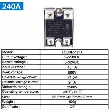 Твердотельное реле LCTC SSR 10A 25A 40A 60A 80A 100A 120A 200A 240A