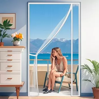 TYMF Магнитная дверная сетка белая