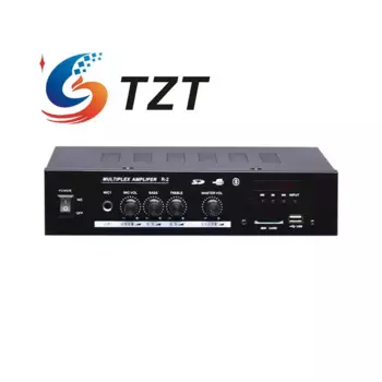 TZT R-2 60 Вт профессиональный Hi-Fi аудио усилитель мощности постоянного напряжения аудиоплеер поддержка двойного микрофонного входа