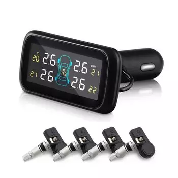 U903 Автомобильная система контроля давления в шинах TPMS, четыре внешних беспроводных датчика TPMS, инструмент для монитора, диагностический инструмент, прикуриватель