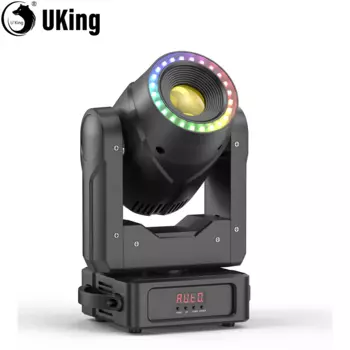 U'King Mini 150W Moving Head Dj Light с полосой Halo 7GOBO 7Color 3Prism RGBW Светодиодный сценический светильник DMX512 для DJ Disco Wedding Party