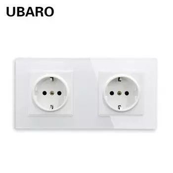 UBARO ЕС Россия Стандартная настенная розетка из закаленного стекла с кристаллами и черной панелью с USB-розеткой, электрическая вилка, часть «сделай сам», 100-250 В