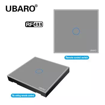UBARO EU 433 RF беспроводной пульт дистанционного управления закаленное стекло панель настенный сенсорный датчик лестница свет кнопка светодиодный индикатор 1Gang 2 Way 220V