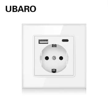 UBARO Настенная розетка из хрустального стекла с USB
