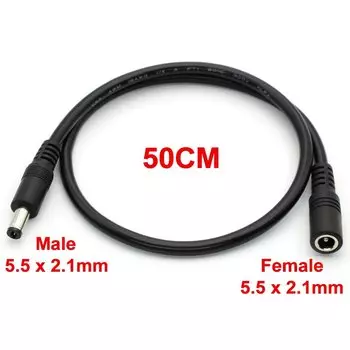Удлинительный кабель постоянного тока 0,5 м, 5,5x2,1 мм, штекер «мама-папа», адаптер для видеонаблюдения, соединительный кабель, 12 В, 10 А, удлинители питания 18AWG