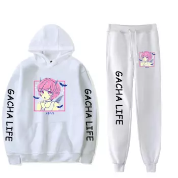Удобный спортивный костюм Harajuku с принтом Gacha Life, комплект из 2 предметов для мальчиков и девочек