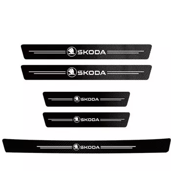 Углеродное волокно, защита порога, кожаные виниловые наклейки для Skoda Fabia Superb Yeti Octavia Rapid Kodiaq Mk3 A6 A7 2 3 A5 Kamiq