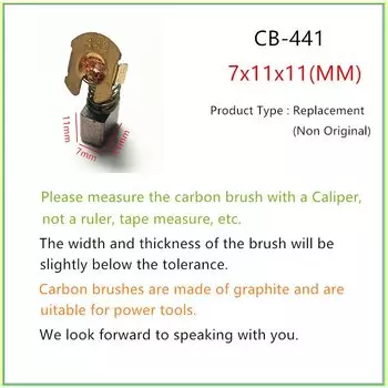 Угольная щетка CB-432, CB432, 6 шт., для замены Makita BSS611, BSS730, BTD200, BTW200, BTW450, 195023-2, 194928-3, 7x11x11 мм, 0,27, 0,43