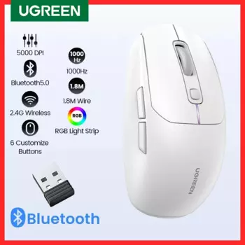 UGREEN игровая мышь 5000DPI Беспроводная мышь Bluetooth 5,0 2,4G проводная перезаряжаемая геймерская мышь 6 кнопок для ноутбуков MacBook Tablet