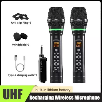 UHF беспроводной микрофон, регулируемый FM-зарядка, эхо, высокие басы, ручной микрофон для выступлений, домашняя вечеринка, пение