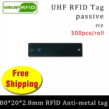 UHF RFID металлическая бирка 915 МГц 868 МГц impinj NXP EPC ISO18000 6c 500 шт. Бесплатная доставка 80*20*3,7 мм Большая дальность PCB пассивные RFID бирки