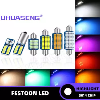 UHUASENG 12V 24V C5W Led C10W Лампа T10 W5W BA9S Фестон 28мм 31мм 36мм 39мм 41мм 31мм Лампа Красный Синий Розовый Теплый Белый Автомобильный Свет