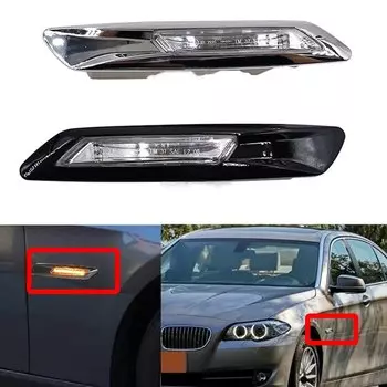Указатели поворота для BMW 5 Series F10 F11 2010-2017, Передний габаритный фонарь для автомобилей, задний фонарь, яркий черный задний поворотник
