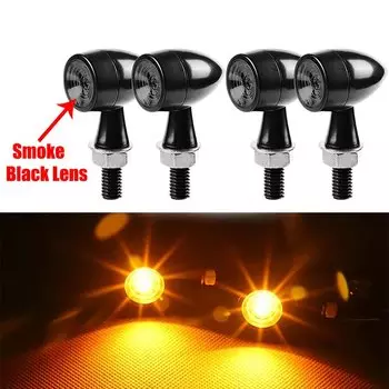 Указатели поворота для мотоцикла, светодиодные мото янтарные мигающие лампы, мини-пуля, указатель поворота, 12 В, водонепроницаемые индикаторы для мотоцикла