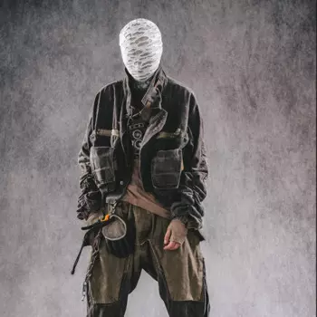 Уличная авангардная одежда в стиле отходов, женская одежда Techwear, короткая потертая Байкерская мужская куртка с большими карманами, верхняя одежда