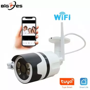 Уличная цилиндрическая Wi-Fi камера Tuya Smart APP с двухсторонней связью и функцией ночного видения, водонепроницаемая камера видеонаблюдения 2.0MP 1080P HD Wi-Fi