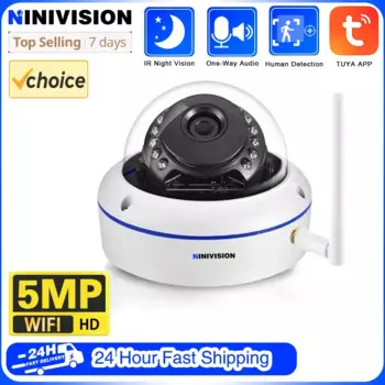 Уличная IP66 Tuya Умный дом IP-камера WIFI Аудиозапись Взрывозащищенная 5-мегапиксельная беспроводная купольная камера видеонаблюдения Smart Life APP P2P