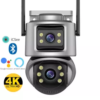 Уличная камера видеонаблюдения Gadinan 4K 8 Мп HD Wifi PTZ с двумя объективами двойной экран ИИ автослежение P2P IP CCTV Аудио iCSee
