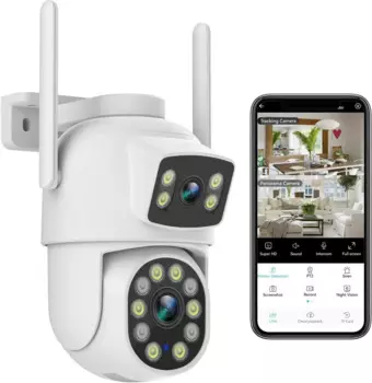 Уличная камера видеонаблюдения с двумя объективами, 360 °, Wi-Fi, 2,4 ГГц