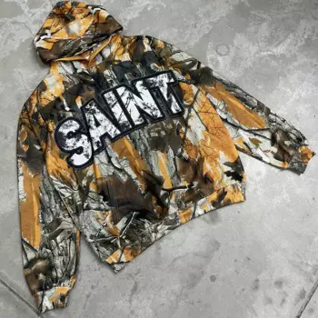 Уличная модная Толстовка SAINT Hoody осень для мужчин и женщин Повседневная камуфляжная толстовка с капюшоном и принтом Saint
