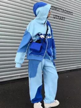 Уличная одежда в стиле хип-хоп, мужские винтажные толстовки на молнии, пальто, слаксы, комплект из 2 предметов, мужские брюки с широкими штанинами, свитшот с капюшоном, костюмы