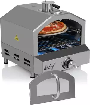 Уличная печь и гриль для пиццы Deco Chef с пропановым газом, в комплект входит решетка, камень, решетка-гриль и встроенный термометр из нержавеющей стали