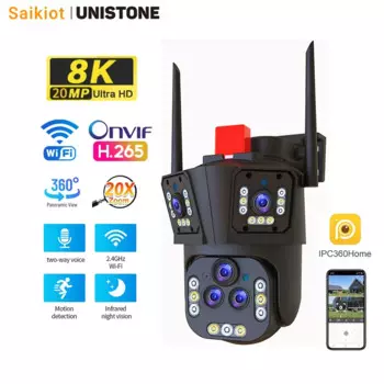 Уличная PTZ-камера Saikiot 20 Мп с оптическим зумом 20X, Wi-Fi, 5 объективов, 3 экрана, система видеонаблюдения с автослежением, Водонепроницаемая PTZ Wi-Fi PTZ-камера