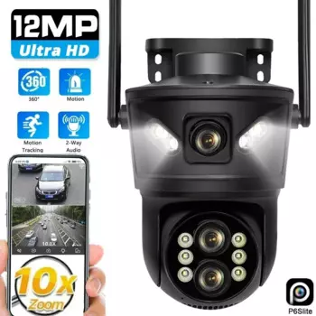 Уличная Wi-Fi камера ANSVICAM, 12 МП, 6K, тройной объектив, двойной экран, 10-кратный зум, PTZ, автоматически отслеживает, 8 Мп, безопасная IP-камера видеонаблюдения