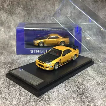Уличное оружие Модель автомобиля 1:64 R34 TOP SECRET литой под давлением автомобиль Золотой углерод