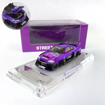 Уличное оружие Модель автомобиля Skyline R34 ER34 1:64 супер силуэт спортивный автомобиль из сплава-Хром фиолетовый