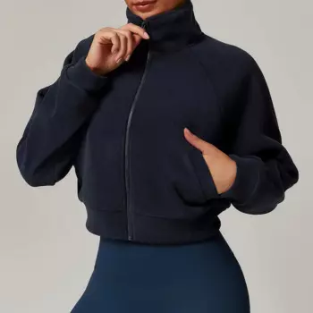 Уличное осенне-зимнее флисовое пальто с воротником-стойкой из овечьего флиса, плотное теплое пальто, спортивная одежда для тренировок, топ для фитнеса и тренировок