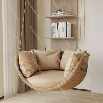 Уличное подвесное кресло-качели для дома и балкона, удобное ротанговое сиденье, террасное ротанговое кресло, одинарное комнатное Скандинавское кресло-качалка