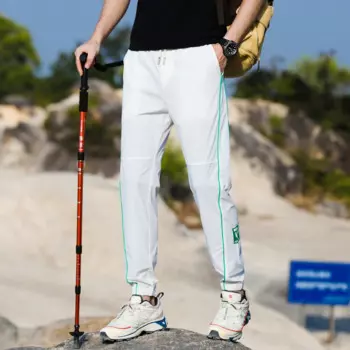 Уличные спортивные штаны для альпинизма для мужчин летние тонкие Модные дышащие эластичные быстросохнущие повседневные брюки с принтом линий