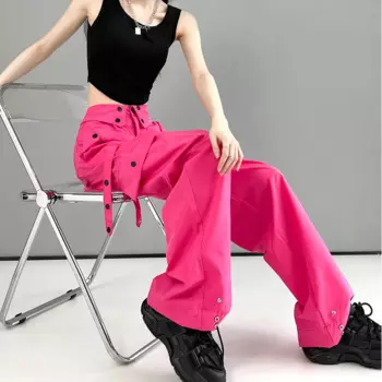 Уличные женские комбинезоны, новинка, Модные свободные прямые повседневные длинные брюки с завышенной талией