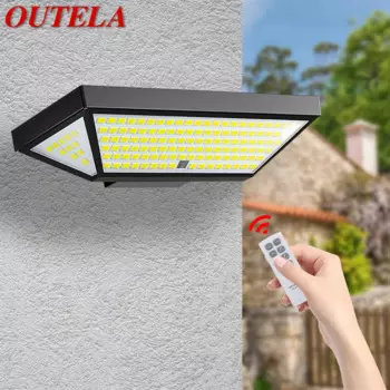 Уличный настенный прожектор OUTELA на солнечной батарее, индукционный светильник для человеческого тела с дистанционным управлением, водонепроницаемый светодиодный светильник IP65 для двора, крыльца